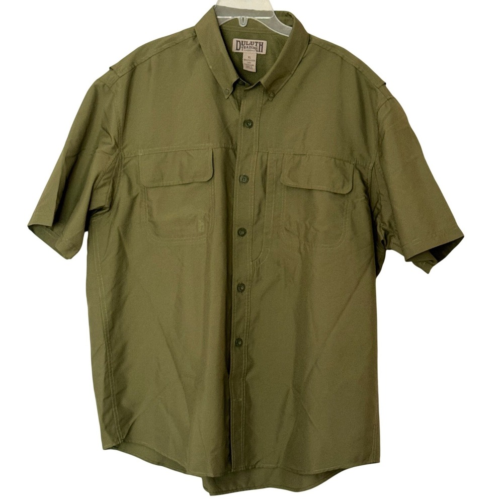 Duluth Trading Co Shirt Olive Green Ripstop Ventilated Workwear Mens XL